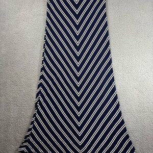 New York & Company Navy and White Chevron Stripe Maxi Skirt